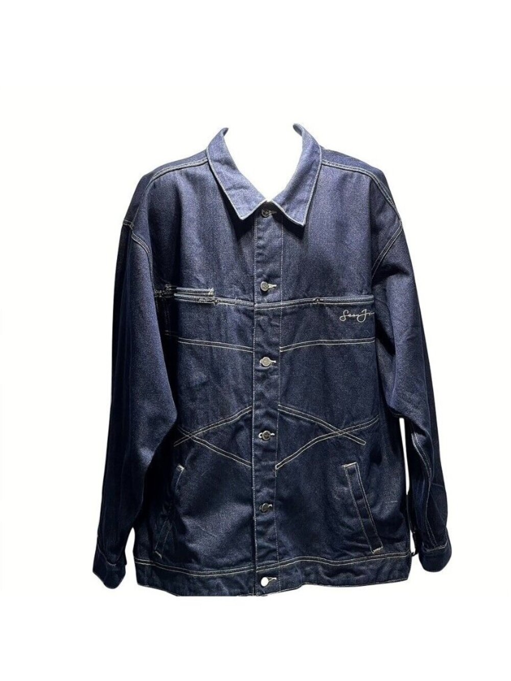 Vintage Sean John Mens XXL Denim Jacket Dark Blue